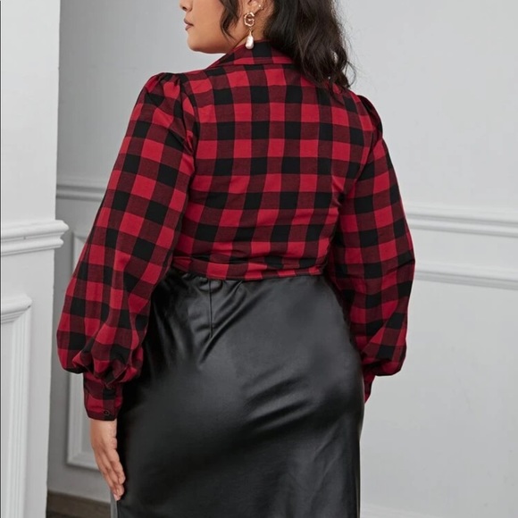 Plus size crop top tie up shirt, 1XL - Picture 3 of 7